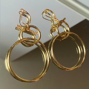 Vintage gold double hoop earrings